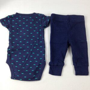 Just For You by Carters Boys Infant 2 Pc Set Blue S/S Romper & Pants Sz NB